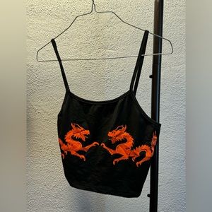 🤍symmetrical dragons cropped tank